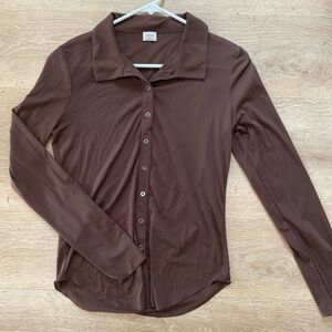 Semi sheer button up